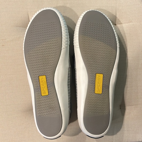 Sperry Gray and White Striped Loafers - Picture 4 of 5